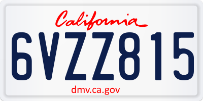 CA license plate 6VZZ815