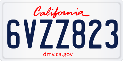 CA license plate 6VZZ823