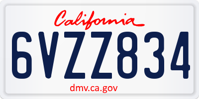 CA license plate 6VZZ834