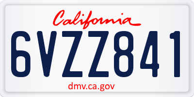 CA license plate 6VZZ841