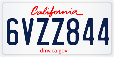 CA license plate 6VZZ844