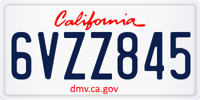 CA license plate 6VZZ845