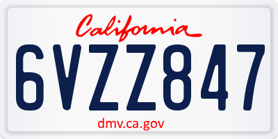 CA license plate 6VZZ847