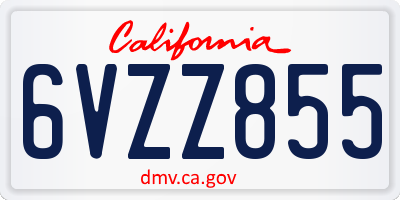 CA license plate 6VZZ855