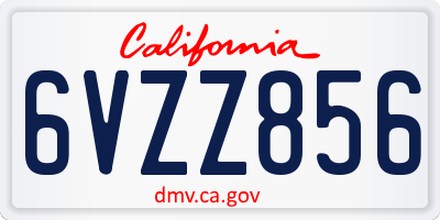 CA license plate 6VZZ856