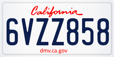 CA license plate 6VZZ858