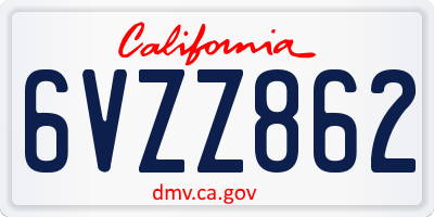 CA license plate 6VZZ862