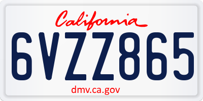 CA license plate 6VZZ865
