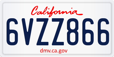 CA license plate 6VZZ866
