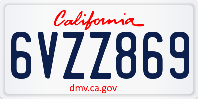 CA license plate 6VZZ869