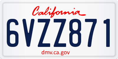 CA license plate 6VZZ871