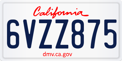 CA license plate 6VZZ875