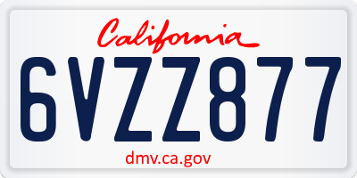CA license plate 6VZZ877