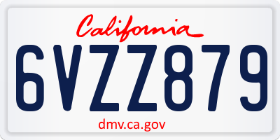 CA license plate 6VZZ879