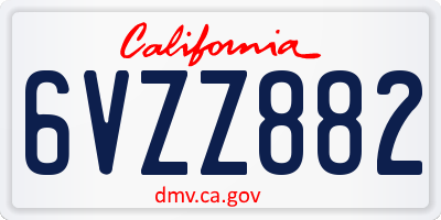 CA license plate 6VZZ882