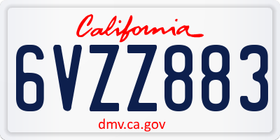 CA license plate 6VZZ883