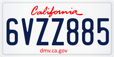 CA license plate 6VZZ885