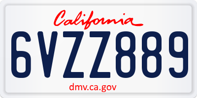 CA license plate 6VZZ889