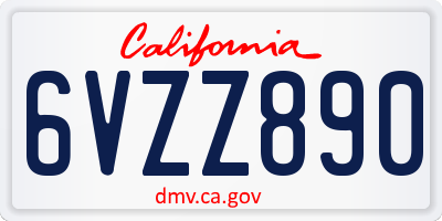 CA license plate 6VZZ890