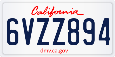 CA license plate 6VZZ894