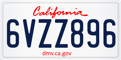 CA license plate 6VZZ896