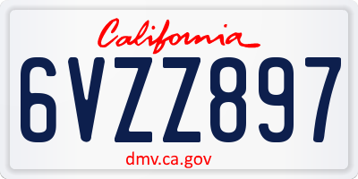 CA license plate 6VZZ897