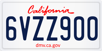 CA license plate 6VZZ900