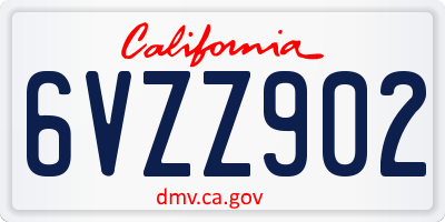 CA license plate 6VZZ902