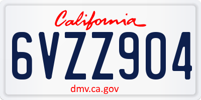 CA license plate 6VZZ904