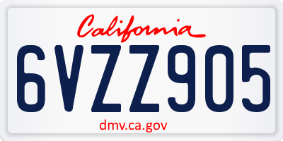 CA license plate 6VZZ905