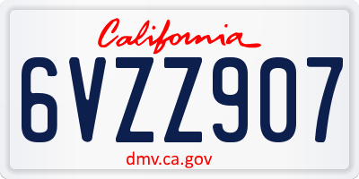 CA license plate 6VZZ907