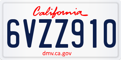 CA license plate 6VZZ910