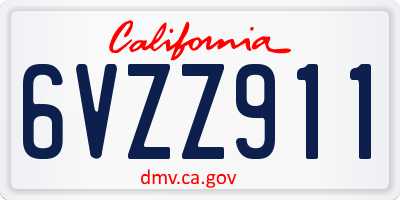 CA license plate 6VZZ911