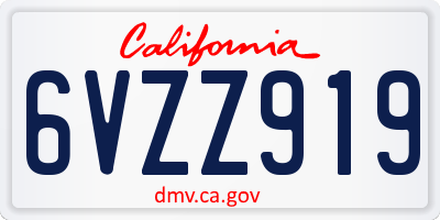 CA license plate 6VZZ919