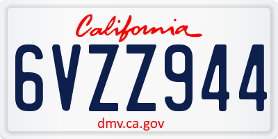 CA license plate 6VZZ944