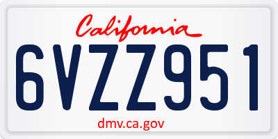 CA license plate 6VZZ951
