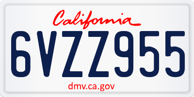 CA license plate 6VZZ955