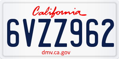 CA license plate 6VZZ962