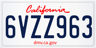 CA license plate 6VZZ963