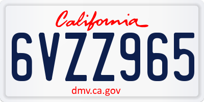 CA license plate 6VZZ965