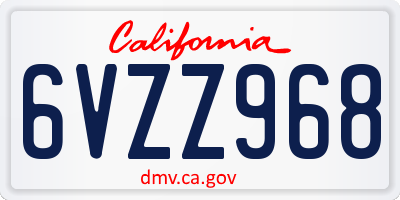 CA license plate 6VZZ968