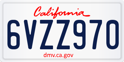 CA license plate 6VZZ970
