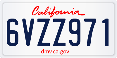 CA license plate 6VZZ971