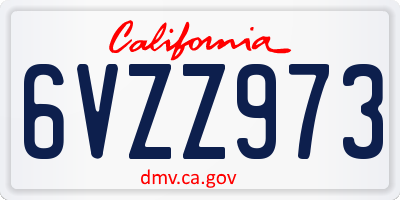 CA license plate 6VZZ973