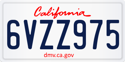 CA license plate 6VZZ975