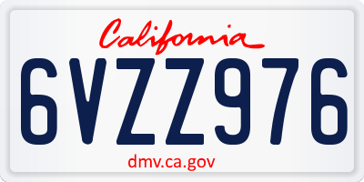 CA license plate 6VZZ976