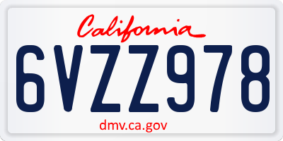 CA license plate 6VZZ978