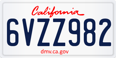 CA license plate 6VZZ982