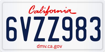 CA license plate 6VZZ983