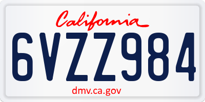 CA license plate 6VZZ984